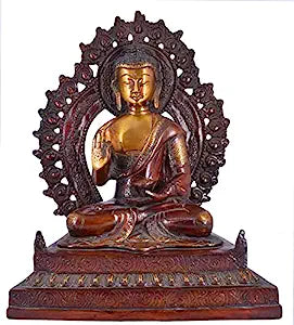 White Whale Brass Buddha Statue Murti for Home Decor Entrance Office Table Living Room Meditation Luck Gift Feng Shui Home Décor