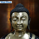 White Whale Brass Darshata Gautama (Mesmerizing Lord Buddha) in a Blessing Position - Opulent Black & Gold Finish