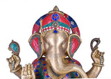 White Whale Brass Ganesha Statue Sitting On Jhula | Swing Ganesh | God of Good Luck | Large Size Ganesha | Lord Vinayaka | Ganapati