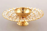 White Whale Brass Crystal Akhand Diya Jyoti Oil Lamp for Home Temple Puja Decor Gifts (Pack of 2)