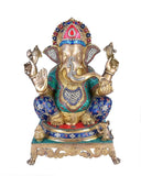 White Whale Ganesha Statue, Sitting Lord Ganesha Idol, Ganapati, Vinayaka. Hindu Elephant God & Good Luck Gift for New Beginnings