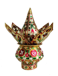 White Whale Mangal Kalash Set Meenakari Work for Puja Kalash in Temple Home Decor Decorative Lota Narial Patta