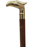 White Whale Eagle Walking Stick - Men Derby Canes and Wooden Walking Stick for Men and Women - 37" Brown Ebony Brass Handle in Golden Tone Natural Wood Unisex Cane