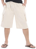 Whitewhale Mens Cotton Summer Casual Lounge Cargo Shorts Pants Elastic Waist