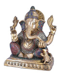 White Whale Ganesha Statue, Sitting Lord Ganesha Idol on Lotus, Ganapati, Vinayaka. Hindu Elephant God & Good Luck Gift for New Beginnings