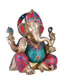 White Whale Brass Ganesha Statue Sitting On Jhula | Swing Ganesh | God of Good Luck | Large Size Ganesha | Lord Vinayaka | Ganapati