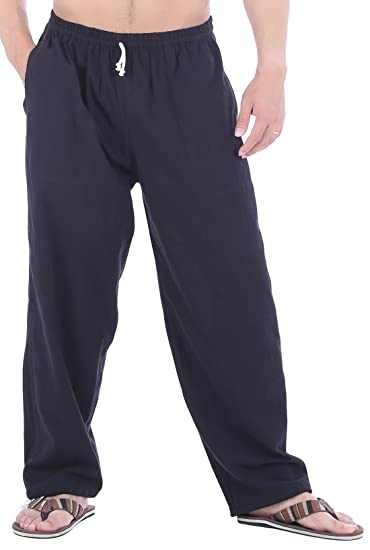 Men Elastic Waist Drawstring Straight Loose Yoga Pants Trousers With  Pockets  Fruugo IN
