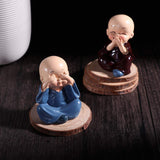 White Whale Resin Buddha Monk Statues, Small, Multicolour, Set of 4