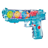 White Whale Concept Musical Transparent Glow Gear Gun with 3D Lights and Music Pretend Play Toy Gun for 2 to 5 Year Kids Baby Toy, Multi Color (Transparent Gun-Assorted)