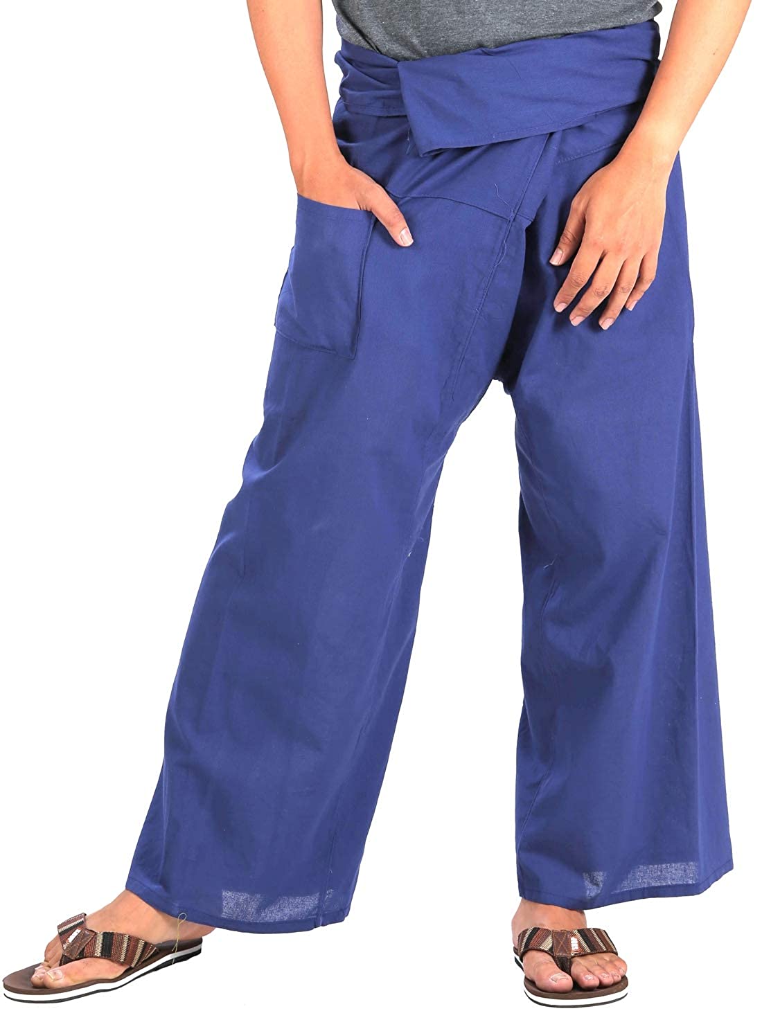 Royal Blue Long Cotton Fisherman Pants for Men