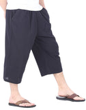 Whitewhale Men Cotton Casual Drawstring Loose Capri Yoga Pants Pyjamas