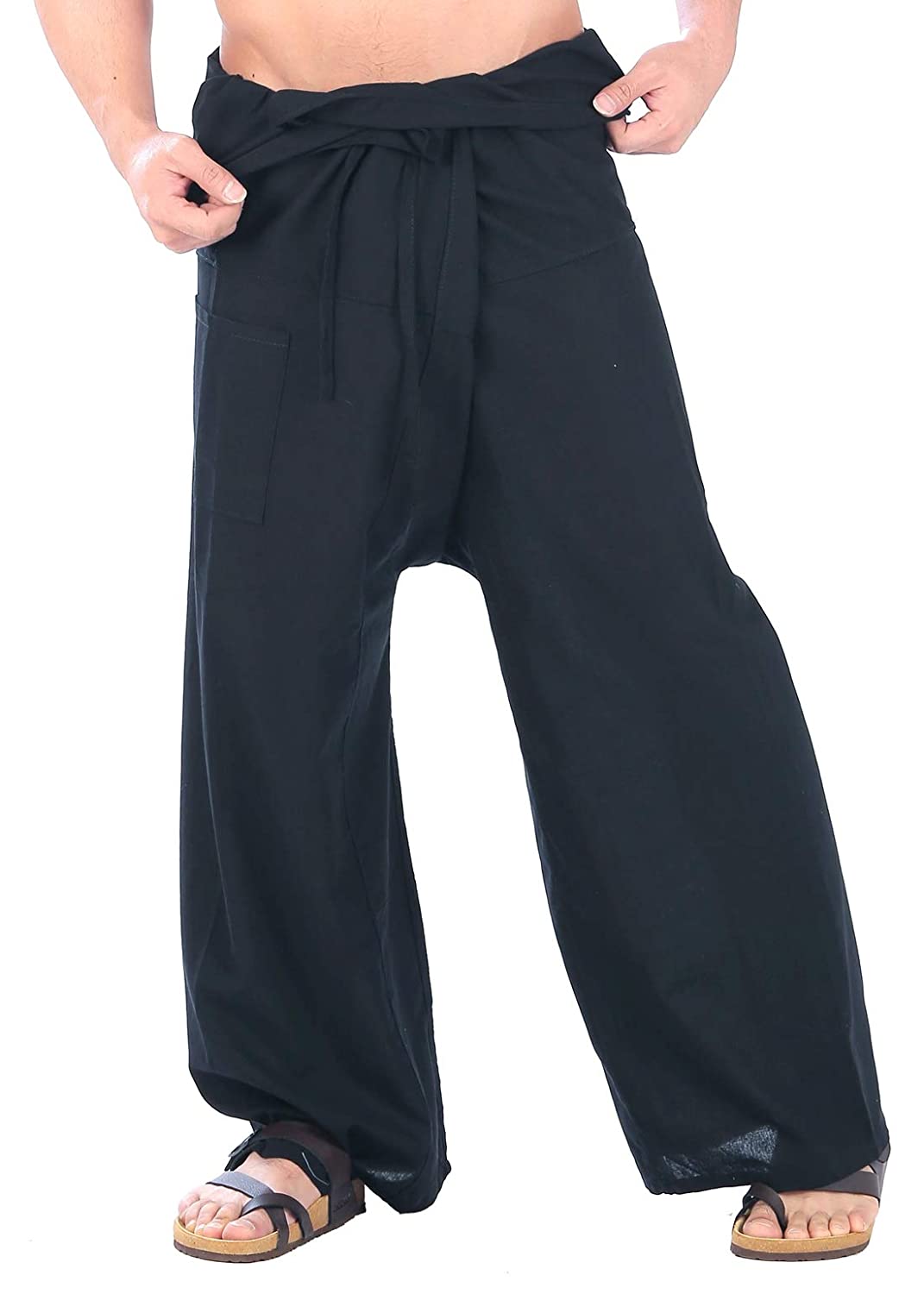 Fisherman Pants Linen Wrap Pants Mens Line Yoga Trousers Loose - Etsy
