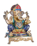 White Whale Ganesha Statue, Sitting Lord Ganesha Idol, Ganapati, Vinayaka. Hindu Elephant God & Good Luck Gift for New Beginnings