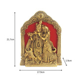 White Whale Antique Golden Finish Radha Krishna with Cow on Thin Metal Frame Wall Hanging and for Table