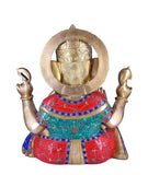 White Whale Brass Ganesha Statue Sitting On Jhula | Swing Ganesh | God of Good Luck | Large Size Ganesha | Lord Vinayaka | Ganapati