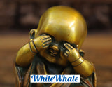 White Whale Brass Three Wise Monks - Messengers of Hear, See & Speak No Evil - Statues of Joy and Happiness