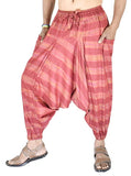Whitewhale Mens Women Cotton Stripe Harem Pants Pockets Yoga Trousers Hippie