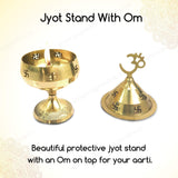 White Whale Brass Jali Akhand Jyoti Deep with Stand Cover & Om Diya for Temple, Home & Office Decor (5.4 x 5.4 x 11.5 cm)