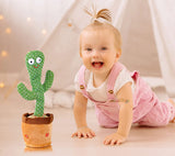 White Whale Dancing Cactus Talking Toy, Wriggle Singing Recording Repeat What You Say Funny Education Toys for Babies