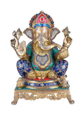 White Whale Ganesha Statue, Sitting Lord Ganesha Idol, Ganapati, Vinayaka. Hindu Elephant God & Good Luck Gift for New Beginnings