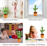 White Whale Dancing Cactus Talking Toy, Wriggle Singing Recording Repeat What You Say Funny Education Toys for Babies