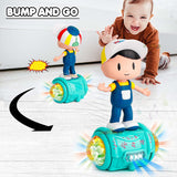 White Whale 360 Degree Rotating Musical Dancing Boy with 5D Light & Musical Sound Activity Play Center Toy with Bump and Go Functions for Kids Early Learning Educational Toys (Pack of 1)