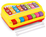 White Whale Kid's 2 in 1 Piano and Xylophone Educational Musical Instrument Plastci 8 Key Scales for Clear Tones with Music Cards Songbook ( Multicolor )