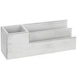 White Whale Wooden Desktop Office Supplies Caddy & 2 Slot Letter Mail Sorter Organizer