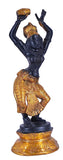 White Whale Brass Dancing Apsara Lady Statue Idol Showpiece for Home Decor