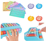 White Whale Kid's 2 in 1 Piano and Xylophone Educational Musical Instrument Plastci 8 Key Scales for Clear Tones with Music Cards Songbook ( Multicolor )