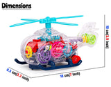 White Whale Musical Toy Battery Operated Transparent Gear Helicopter for Kids Concept Electric Toys with Bump & Go Action for Kids Light & Sound Toy for Boys Girls (Pack of 1 ) Battery Included