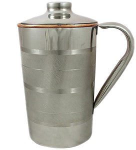 White Whale Pure Copper Luxury Jug  (Outside Steel Jug ) capacity 1600 ml (Jug without Glass.)