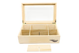 Whitewhale Tea Box Storage Natural Tea Chest Tea Bag Holder with Glass Window