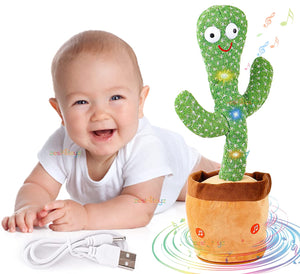 White Whale Dancing Cactus Talking Toy, Wriggle Singing Recording Repeat What You Say Funny Education Toys for Babies