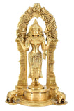 White Whale Standing Goddess Lakshmi with Prabhavali - Brass Statue for Home Decor Mandir Pooja