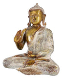 White Whale Brass Buddha Statue Murti for Home Decor Entrance Office Table Living Room Meditation Luck Gift Feng Shui Home Décor