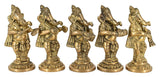 White Whale Brass Lord Ganesha Musicians Design Statue Idol Home Decor Figurine (Set of 5)