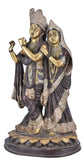 White Whale Radha Krishna Brass Statue Religious Sculpture Idol