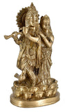 White Whale Brass Radha Krishna Idol Statue Home Decor Figurine