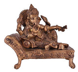 Whitewhale Hindu Lord Sitting Ganesha Statue Brass Idol Resting Ganpati Figurine Home Decor