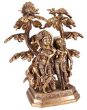 White Whale Brass Radha Krishna Standing Under Tree Idol Statue Home Decor Figurine