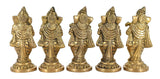 White Whale Brass Lord Ganesha Musicians Design Statue Idol Home Decor Figurine (Set of 5)