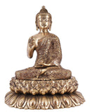 White Whale Brass Buddha Statue Murti for Home Decor Entrance Office Table Living Room Meditation Luck Gift Feng Shui Home Décor