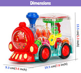 White Whale Musical Toy Battery Operated Transparent Gear Toy Train with Bump & Go Action for Kids Flashing Light & Sound Toy (Pack of 1) Multicolor