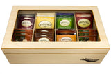 Whitewhale Tea Box Storage Natural Tea Chest Tea Bag Holder with Glass Window