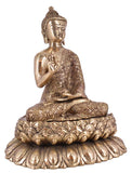 White Whale Brass Buddha Statue Murti for Home Decor Entrance Office Table Living Room Meditation Luck Gift Feng Shui Home Décor