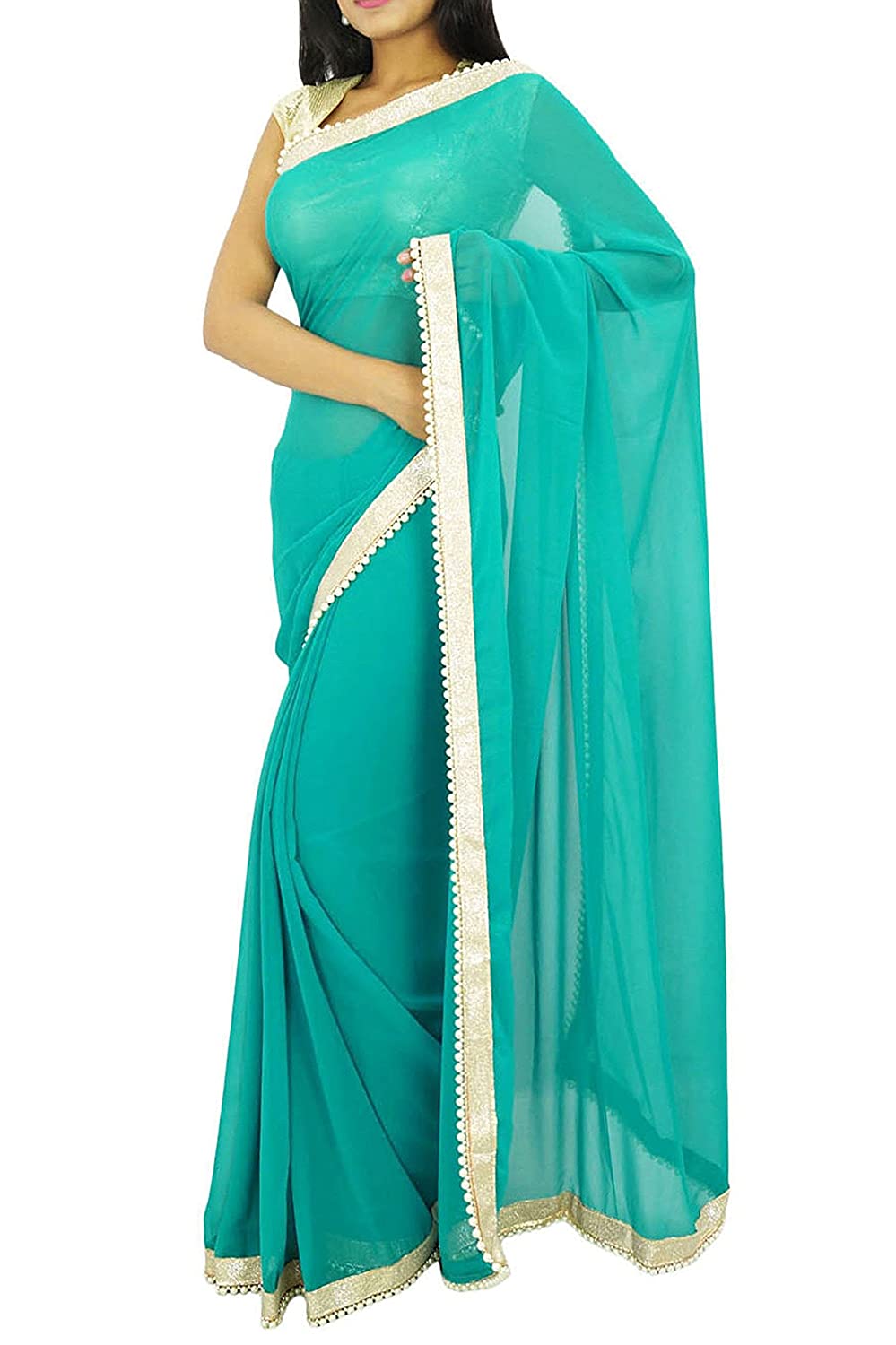 Buy Blue Sarees in Plain Designs and Styles