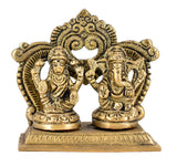 White Whale Brass Laxmi Ganesh Set Idol Showpiece - Brass Gold Finish Lakshmi Ganesha Idols Statue for Diwali Gifts Puja Home Decor Figurine