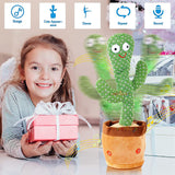 White Whale Dancing Cactus Talking Toy, Wriggle Singing Recording Repeat What You Say Funny Education Toys for Babies