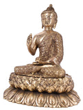 White Whale Brass Buddha Statue Murti for Home Decor Entrance Office Table Living Room Meditation Luck Gift Feng Shui Home Décor